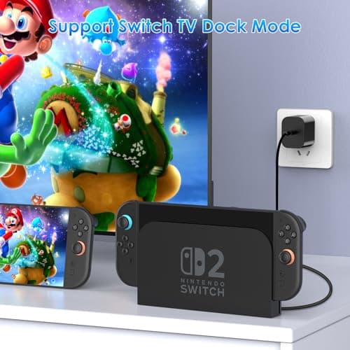 60W Charger for Nintendo Switch 2, Fast Charging USB C Cable for Switch 2 Accessories, AC Adapter with 5FT Cable Compatible with Nintendo 2,Lite,OLED,Steam Deck - Support TV Mode — view 5