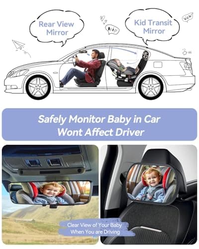 Baby Car Mirror for Backseat - Rear Facing Car Seat Mirror Safety for Infant Newborn - Easily Observe the Baby Move,Clear Wide View,360°Rotation, Secure, Shatterproof - Grey — view 5