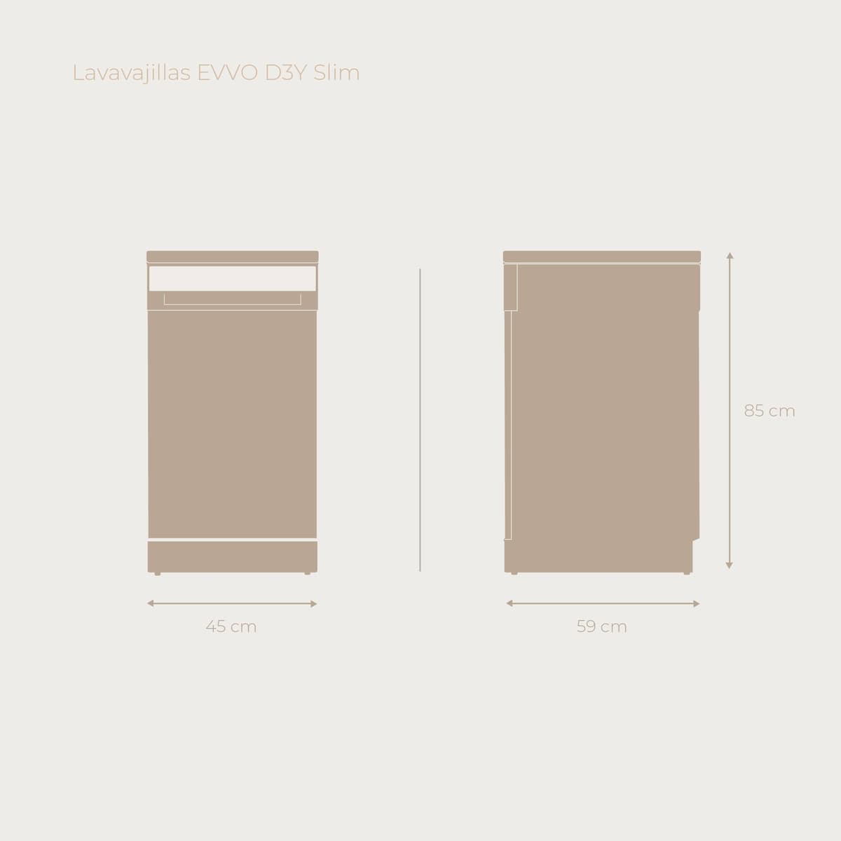 Lavavajillas D3Y Slim - 45 cm, 11 Servicios, Clase Energética D, Diseño Slim Compacto, 6 Programas, Media Carga, Inicio Diferido, Secado Extra, Funcionamiento Silencioso — view 2