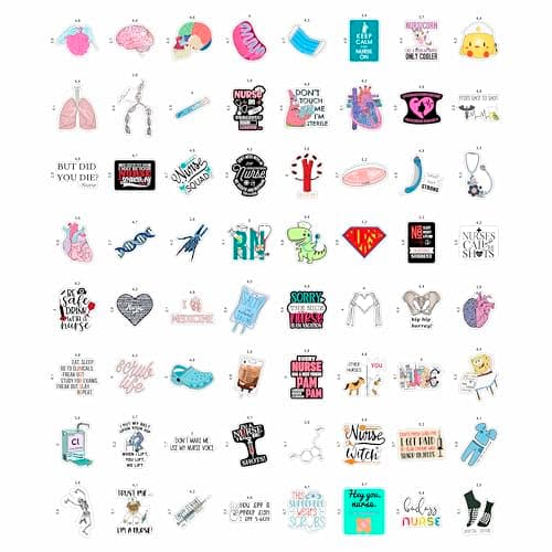 100Pcs Funny Nurse Stickers, Funny Nurse Gifts, Nursing Stickers, Medical Decals for Computer, Cups, Planner Laptop Decals, Gifts for Women & Men — view 2