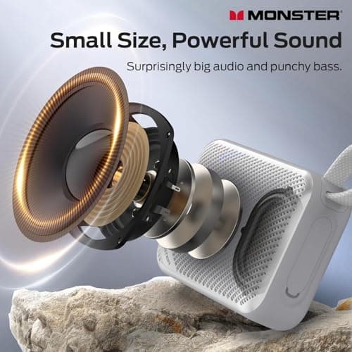 Monster S470 Portable Bluetooth Speaker - Powerful Stereo Sound, TF Card Slot, Clear Hands-Free Calling - Ideal for Home, Outdoor