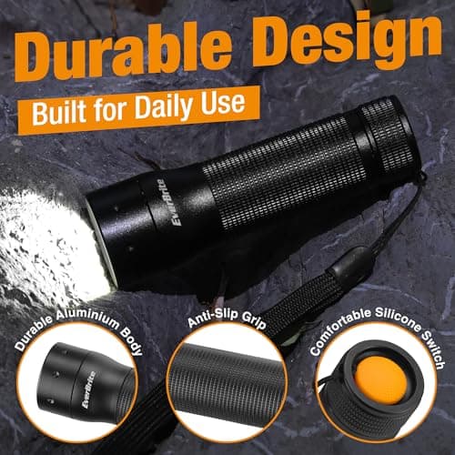 EverBrite Mini Flashlight, Zoomable LED Flash Light, 3 Modes, 3AAA Batteries Included, Handheld Small Flashlight for Camping, Emergency, Home – Black — view 5