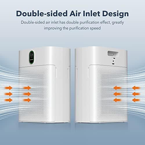 MORENTO Air Purifiers for Bedroom Home Large Room up to 1076 Sq Ft PM 2.5 Display Air Quality Sensor True HEPA Air Filter Remove the Pet Hair with Double-sided Air Inlet, 24db, White, 1 Pack — view 2