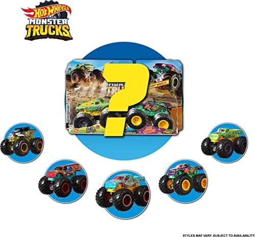 Hot Wheels Monster Trucks 2-Pack, Demolition Doubles Set of 2 Toy Vehicles in 1:64 Scale, for Kids & Collectors (Styles May Vary) — view 2