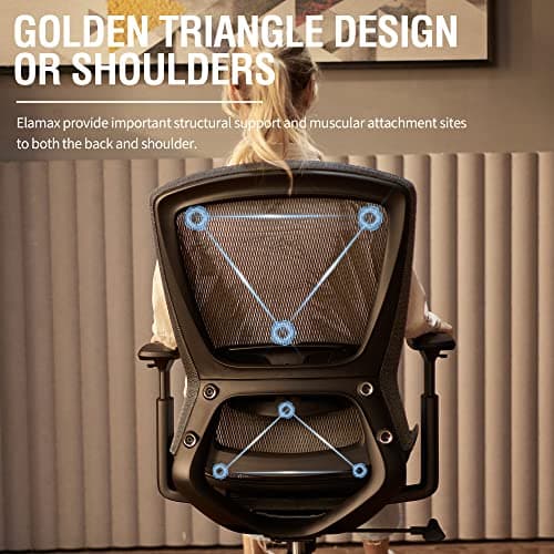 ELABEST T96 Mesh Office Chair,Ergonomic Computer Desk Chair,Sturdy Task Chair- Adjustable Lumbar Support & Armrests,Tilt Function,Comfort Wide Seat,Swivel Home Office Chair — view 4
