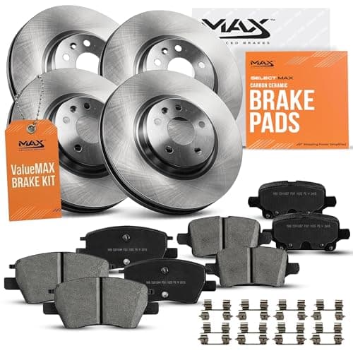 MAX Advanced Brakes Brake and Rotor Kit Front & Rear for 2016 to 2019 Chevrolet Cruze, Volt, 2017 to 2021 Chevrolet Bolt EV | Carbon Ceramic Pads & Rotors | OE Replacement Brake Kit