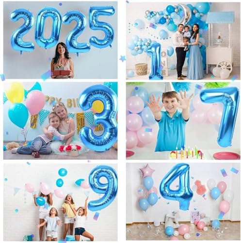 40 inch Blue Number Balloon Giant Foil Helium Balloons Blue Number 1 Balloon for 1st Birthday Party Decorations — view 5