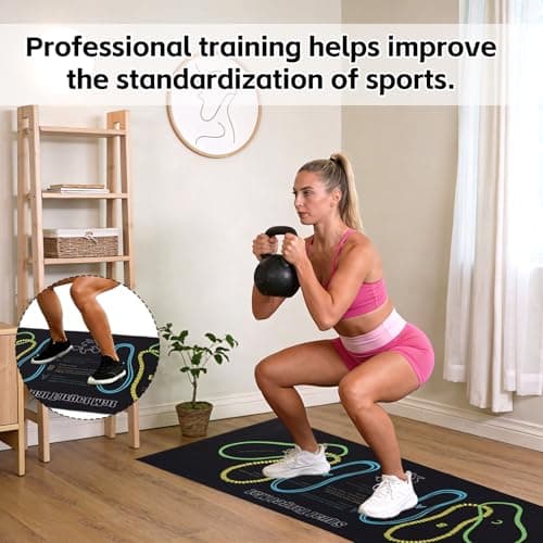 Squat Target Pad with Foot Position, 80x35cm/31.5x13.78in Non-Slip Squat Mat Home Gym & Fitness Accessories for Squats Leg Workouts Abdominal Training (Style 2) — view 4