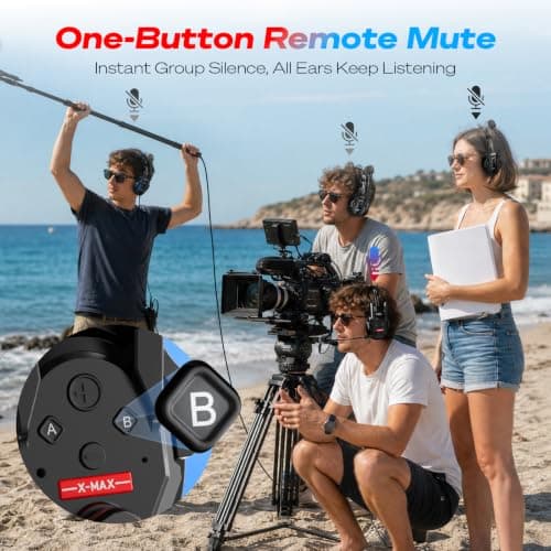 SYNCO XTALK XMAX5 Wireless Intercom Headset System, 5-Person Dual-Ear 2.4GHz Full Duplex Communication Headset 500m Range Call & Music Control 24H Battery for Film Shoots Teamwork Sports Events — view 4