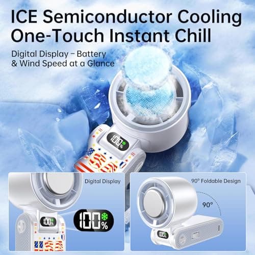 Coolhill Pro Handheld Portable fan with Ice Cooler 5500mAh 199 Speeds — view 2