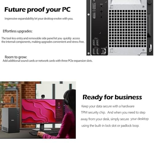 Dell Tower PC Ect1250 Business Desktop Computers,14th Gen Intel Processor, Copilot AI, 16GB DDR5, 512GB SSD, WiFi 6, Bluetooth, DisplayPort, HDMI, Type-C, Windows 11 Pro — view 2