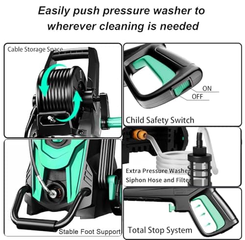 FOTING Power Washer, 4500 PSI Pressure Washer with 4 Quick Connect Nozzle & Foam Cannon&Inlet Hose, High Pressure Washer for Cars/Fences/Patio/Driveways — view 2