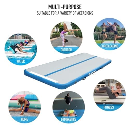 AKSPORT Gymnastics Air Mat Tumble Track Tumbling Mat Inflatable Floor Mats with Electric Air Pump for Home Use/Tumble/Gym/Training/Cheerleading/Parkour/Beach/Park/Water((Light Blue, 9.84ft) — view 5