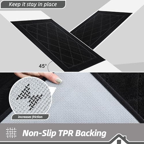 BEQHAUSE Dirt Trapper Door Mat 20" x 32", Non-Slip Doormat Washable Entryway Mat Dog Door Mat, Stain Resistant and Absorbent Welcome Mat for Front Back Door, Mud Wet Shoes & Paws, Black — view 4