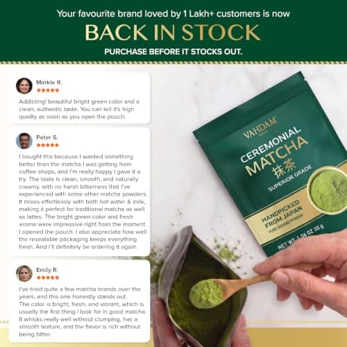 VAHDAM Ceremonial Matcha Green Tea Powder 1.6 oz | Certified Ceremonial Grade Japanese Matcha | Handpicked from Uji, Japan | Smooth & Balanced Taste — view 2