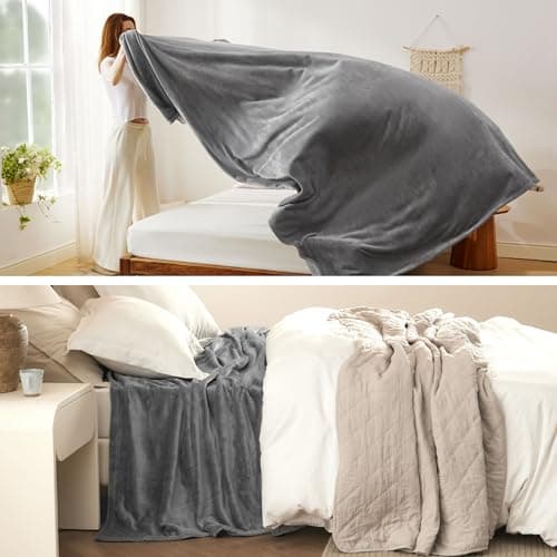 Bedsure Throw Blankets for Couch - Fleece Cozy Soft Blanket for Sofa, Lightweight Fuzzy Flannel Women Throw Gifts for All Seasons, Grey, 50x60 inches — view 4