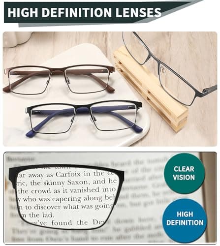 READITEASY 3 Pack Reading Glasses 2.0 Men Blue Light Blocking, Readers Men with Spring Hinge, Mens Reading Glasses Reduce Eyestrain/UV/Dryness 2.0+ — view 2