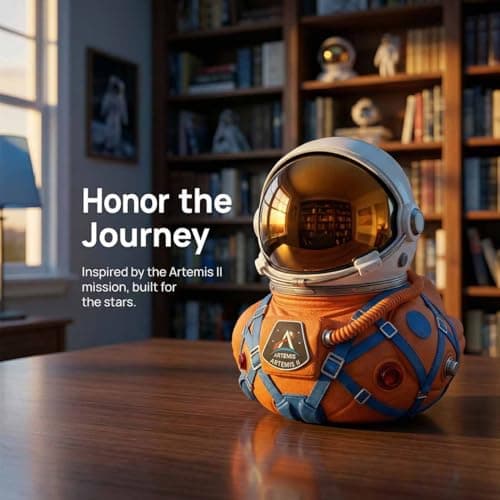 Mission Moon Launch Commemorative Astronaut Duck, Astronaut Duck Sculpture Figurines, White & Silver Spaceman Sculpture Figurines for Space Loves Office and Room Decor (1pcs) — view 4
