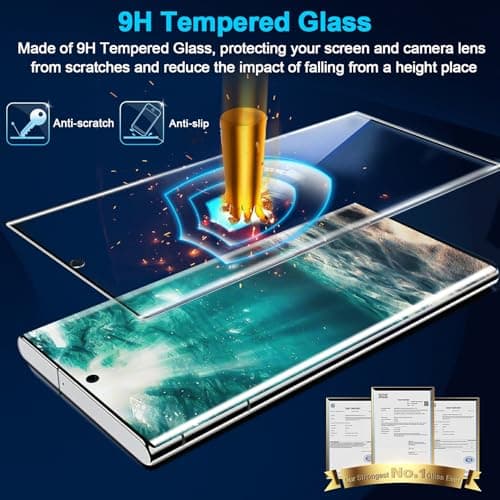 3 Pack Galaxy Note 20 Ultra Screen Protector, HD Clear Tempered Glass, Fingerprint Unlock, 3D Curved, Scratch Resistant, No Bubble for Samsung Galaxy Note 20 Ultra 5G Glass Screen Protector — view 3