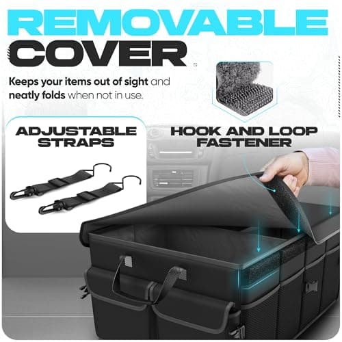 FORTEM Car Trunk Organizer, Collapsible Multi Compartment SUV Organizer, Foldable Storage for Car Accessories for Women Men, 600D Oxford, Non Slip Bottom, Securing Straps, Soft Cover (65L) — view 4