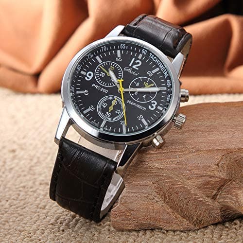 yunanwa 6 Pack Men's Leather Quartz Watch Geneva Casual Dress Wrist Band Watches Wholesale Lots Set Men Watches Pack (6pcs-C005) — view 3