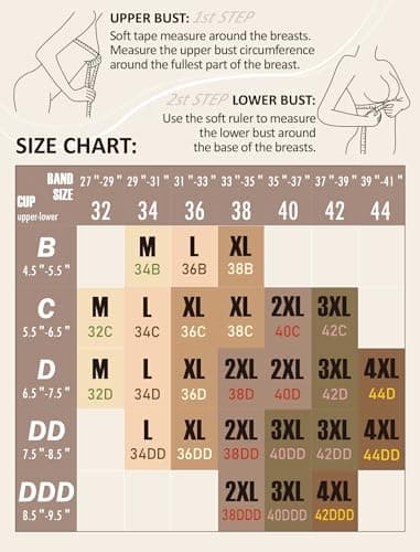 Easybunny Women Wireless Jelly Bra Plus Size Supportive Seamless Bras Full Coverage Comfort Soft Tshirt Bras with Extender Nude 3XL — view 5