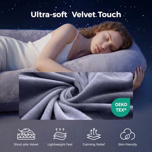 Momcozy Pregnancy Pillows for Sleeping, U Shaped Full Body Maternity Pillow with Removable Cover - Support for Back, Legs, Belly, HIPS for Pregnant Women, 57 Inch Pregnancy Pillow for Women, Grey — view 3