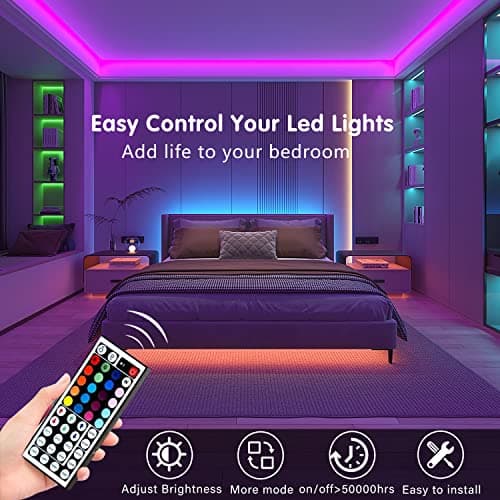 Keepsmile 100ft Led Strip Lights (2 Rolls of 50ft) Bluetooth App Control Led Lights Strip with Remote Music Sync Color Changing RGB Led Lights for Bedroom Room Home Christmas Decor (Lumiere Led 30M) — view 2