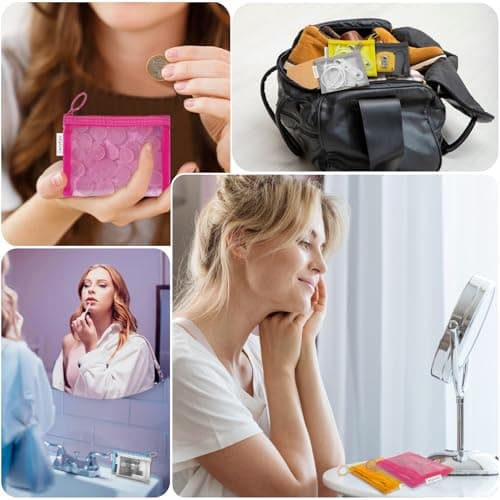 Mini Mesh Pouches(8 Pack), Small Mesh Bags with Zipper Nylon Makeup Pouches Bag Cosmetic Pouch Travel Purse Organizer Insert Diaper Inside Bag Organizers Home Organizing Size See Through Cute Colors — view 2