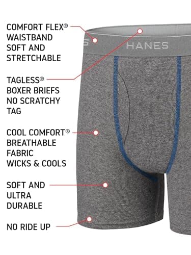 Hanes boys 5 Pack Breathable Boxer Briefs, Assorted, Medium US — view 3