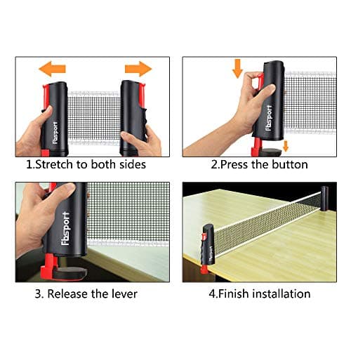 FBSPORT Ping Pong Paddle Set, Portable Table Tennis Set with Retractable Net,Rackets,Balls and Carry Bag for Indoor/Outdoor Games — view 7