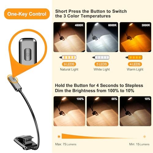 Gritin 9 LED Rechargeable Book Light for Reading in Bed — view 2