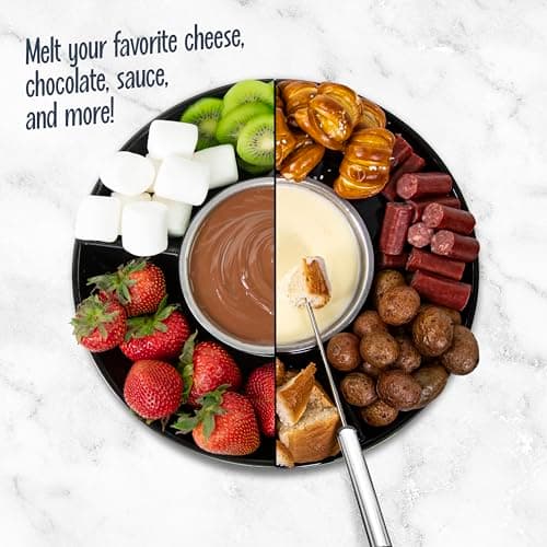 Nostalgia Electric Fondue Party Set for Chocolate and Cheese Fondue – 10 Oz Pot, 4 Roasting Forks, and 3-Section Tray – Temperature Control – Gifts, Parties, Date Night, and Dessert – Black — view 3