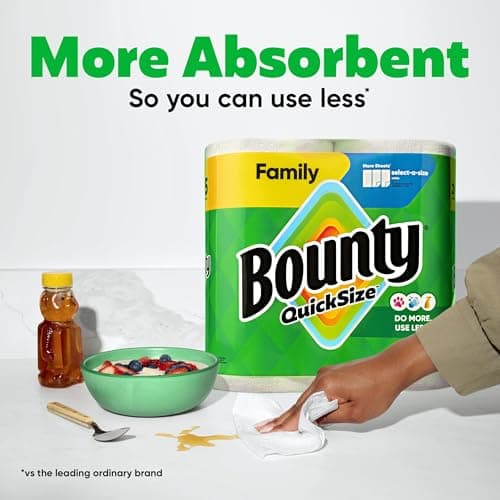 Bounty Quick Size Paper Towels, White, 8 Family Rolls — view 3