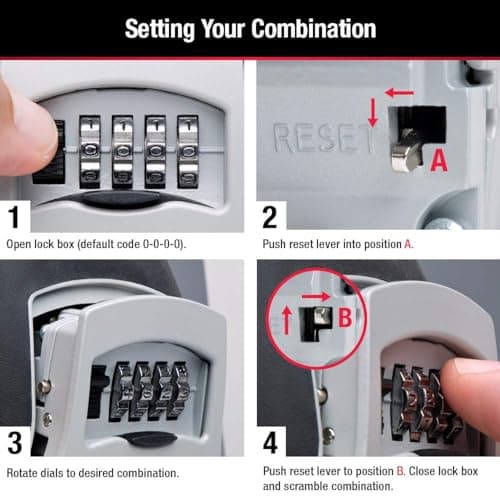 Master Lock Wall Mount Key Lock Box with Resettable Combination Lock, Outdoor Key Lock Box, 5 Key Capacity, 5401D — view 5