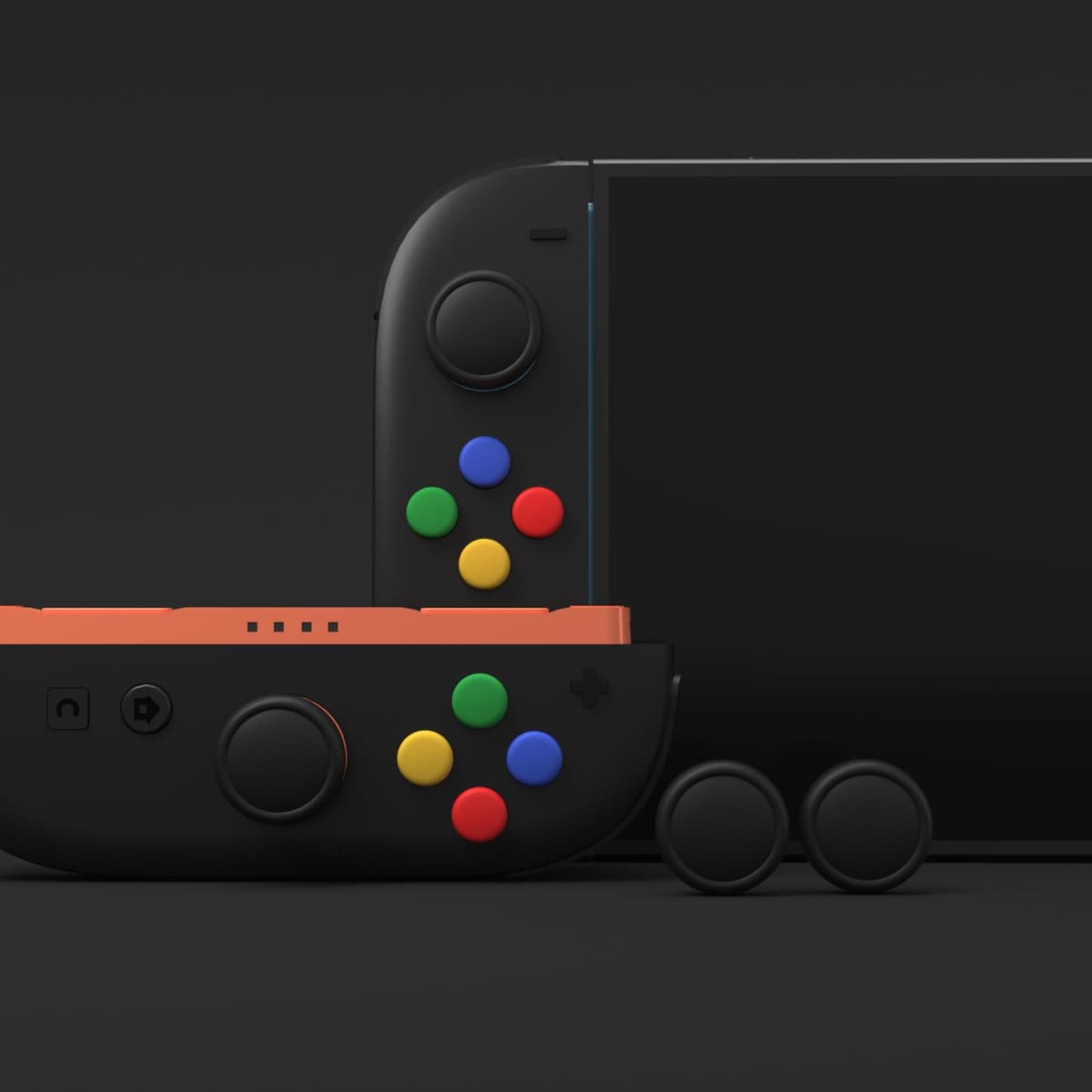 PlayVital Tapas Protectoras de Silicona para Nintendo Switch 2 (2025), 1 Par de Agarres para el Pulgar y 4 Tapas de Botones ABXY Direccionales para Joycon 2, Tapones para Joystick (Negro) — view 3