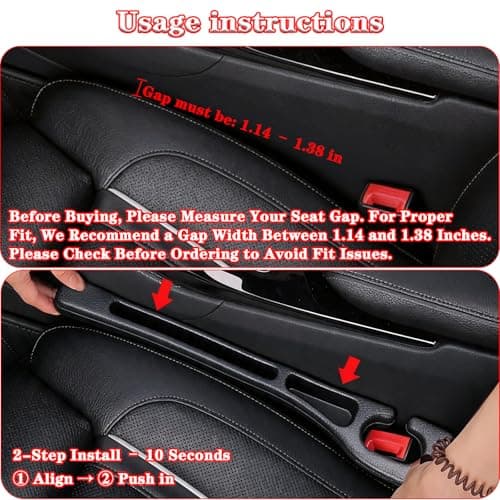 FortiyParts Car Seat Gap Filler Organizer of 2, 2 in 1 Car Gap Filler (Black)