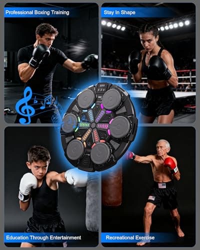 Music Boxing Machine for Kid & Adults, Music Punching Machine with Rhythm Light, Smart Training Equipment with Boxing Gloves, Sports Toy Gift for Kid & Adults (Black) — view 5