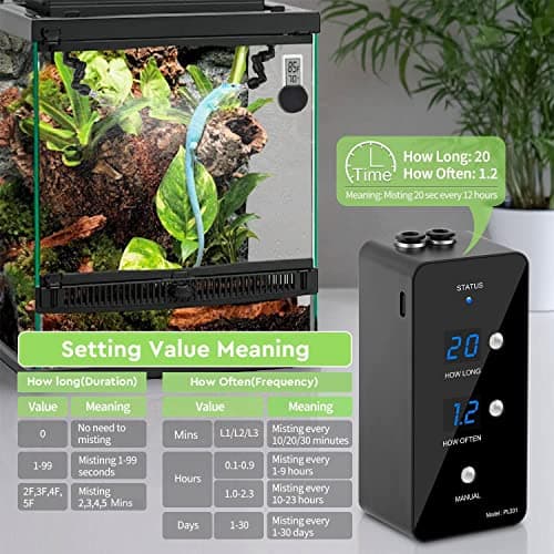 Reptile Humidifier, Misting System for Reptile Terrariums, Automatic Misting System with Adjustable Spray Nozzles — view 3