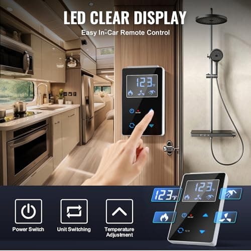 Uargd RV Tankless Water Heater, Instant Hot Shower with 15 x 15-inch Black Door and Remote Control, 55000BTU for Comfortable Hot Water, Perfect for Daily Use by RV Families — view 3