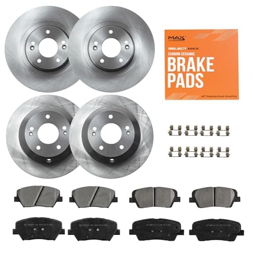 MAX Advanced Brakes Brake Kit for 2013 to 2018 Hyundai Santa Fe Sport & 2014 to 2020 Kia Sorento,Brake and Rotor Kit Front and Rear, Carbon Ceramic, Rotors and Pads