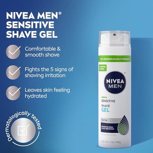 NIVEA MEN Sensitive Shave Gel, Shaving Gel for Men with Sensitive Skin, Enriched with VitaminPro Complex, 7 Oz Can, Pack of 3 — view 2