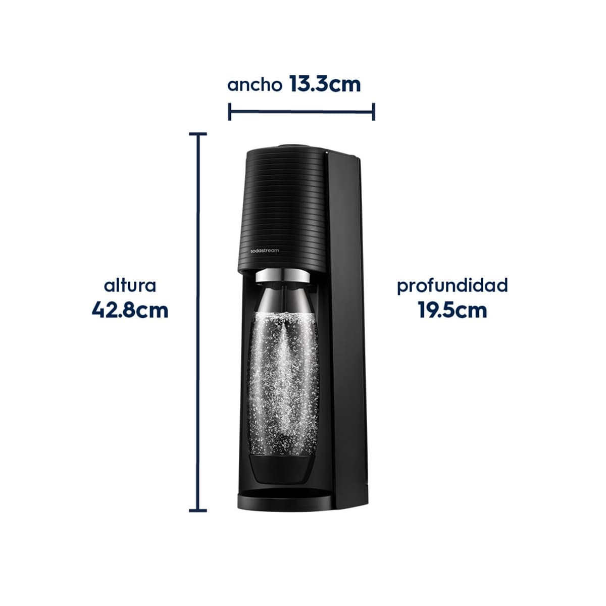 SodaStream Terra Pack - Máquina Gasificadora de Agua Color Negro, Incluye 1 Botella Fuse de 1L 2 Botellas Fuse de 0,5L y 1 Cilindro de Gas Color Rosa, Para Preparar Hasta 60L de Agua con Gas — view 2