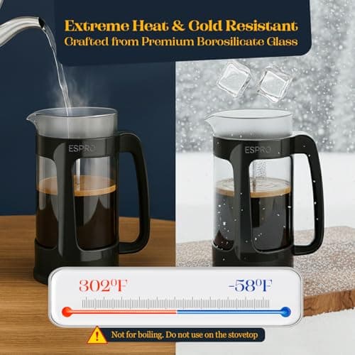ESPRO P3 French Press Coffee Maker, 32oz, Black, Double Micro Filter Press — view 5