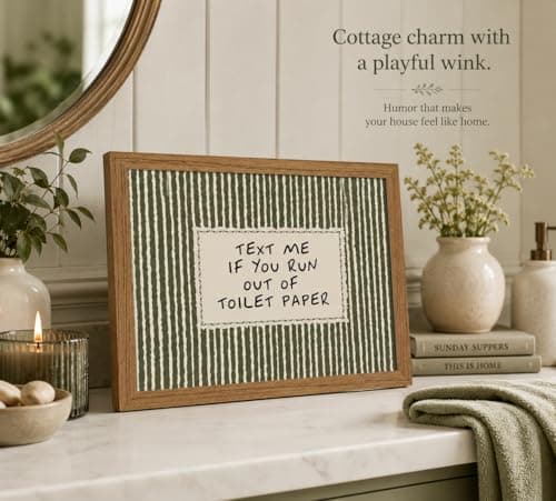 Framed Bathroom Quotes Art, Text Me If You Run Out of Toilet Paper, 8x10in — view 2