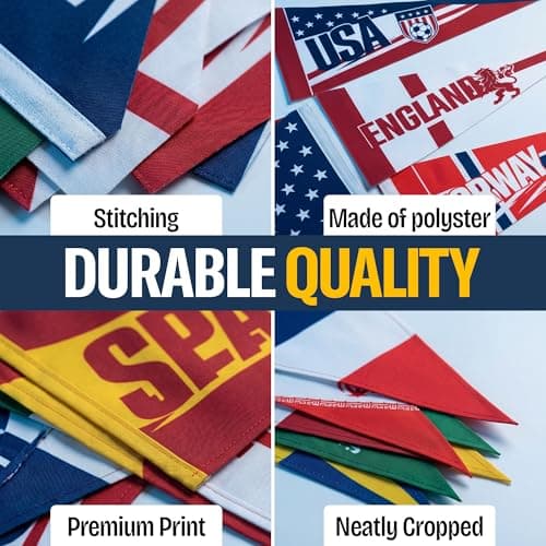 2026 World Cup Country Flag Pennants 48Pcs (10x23cm) Triangle Flags Polyester rope 15m - Soccer Nations Flags Bunting Pennant for Party Decorations for Tournaments, Garden, Streets & Pub Bar — view 5