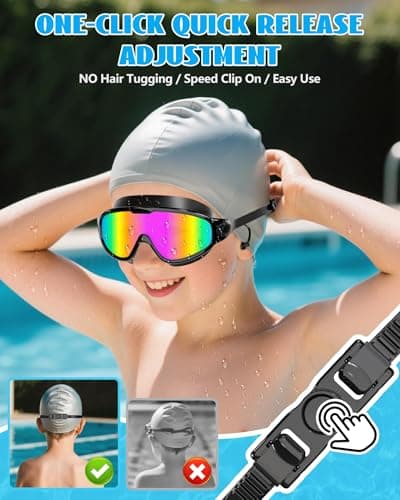 Aegend New Kids 2 Pack Wide View Swim Goggles, Anti-Fog/UV No Leak Goggles with Ear Plugs Kids 3-14 — view 4