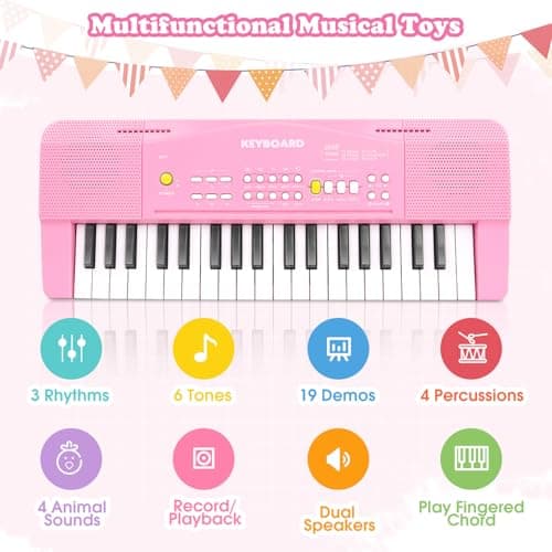 37 Keys Kid Toddler Toy Piano Keyboard Electric Pianos with Microphone — view 2