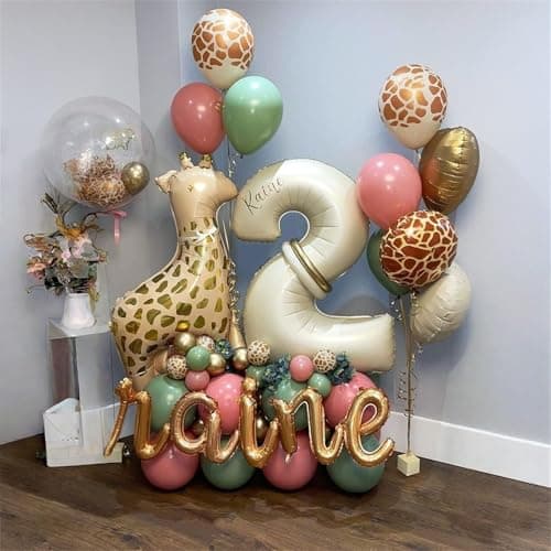 40 Inch Beige Number 1 Balloon for 1st Birthday Decoration, Large Self Inflating Cream Foil Number Balloons 0-9 for Boys Girls, White Sand 1 Helium Balloons for Women Men Party Anniversary Supplies — view 8