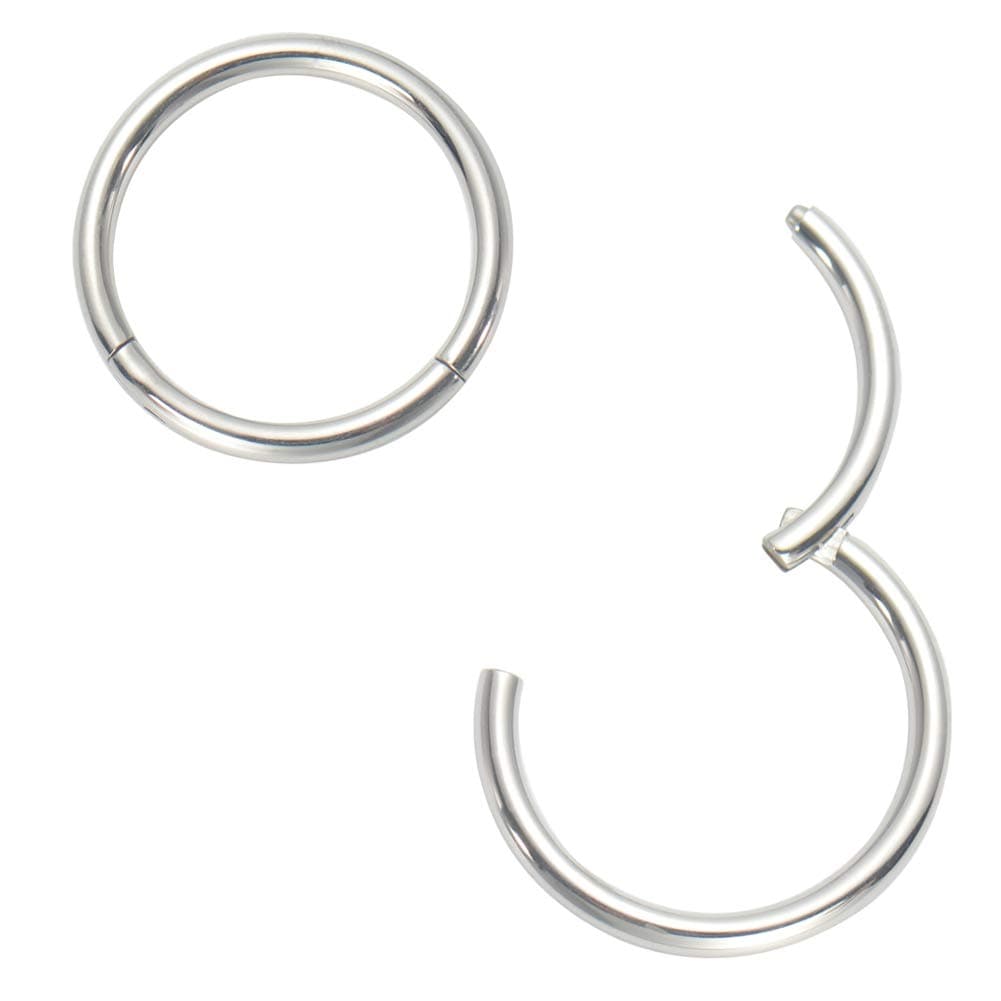 Afftiny Nose Ring Septum Hoop 20G/18G/16G/14G/12G 316L Surgical Stainless Steel Hinged Seamless Earrings, Diameter 5MM-16MM, Gold/Silver/Black/Rose Gold/Rainbow Color — view 9